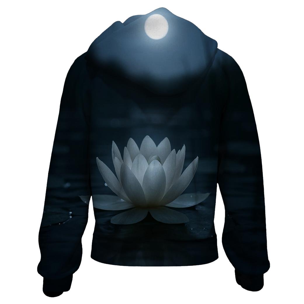 Nocturnal Moonlit Water Lily graphic hoodies