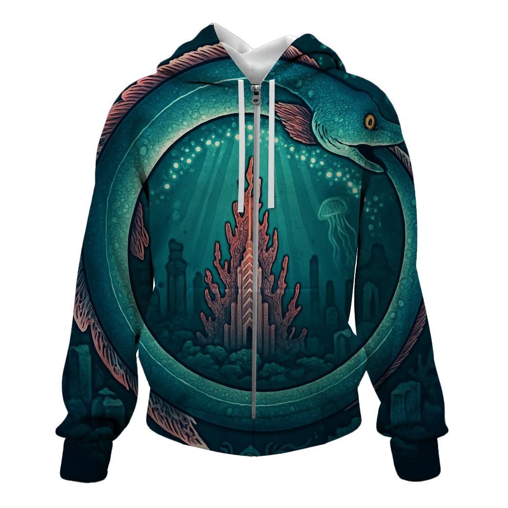 Bioluminescent Reef Ouroboros heavyweight hoodies