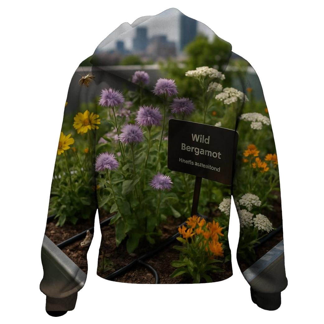 Urban Rooftop Pollinator Patch printed hoodies