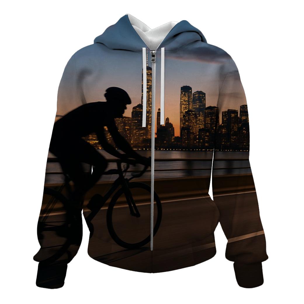 Cyclist At Dusk On West Side Highway hoodie styles