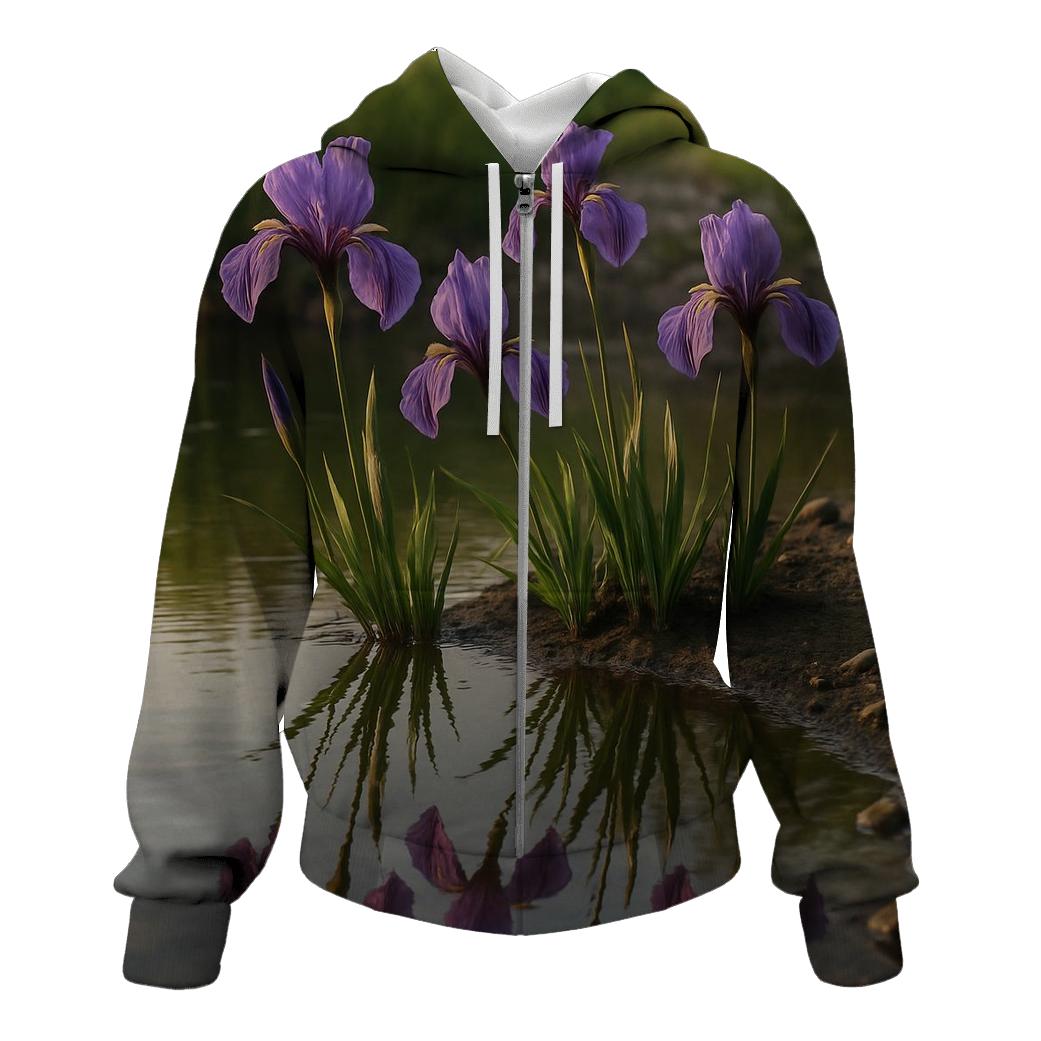 Riverbank Iris Reflection hoodie styles