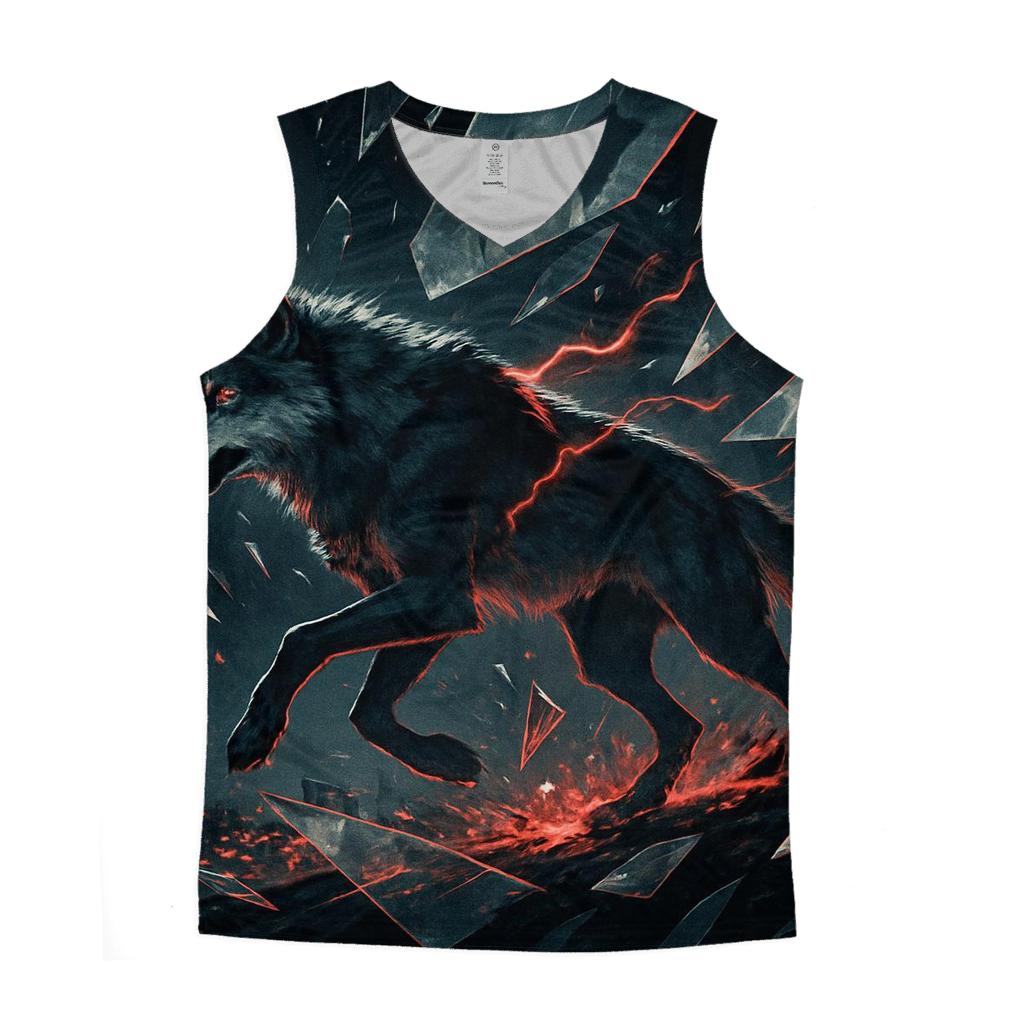  Shattered Glass Lone Wolf graphic print tank tops