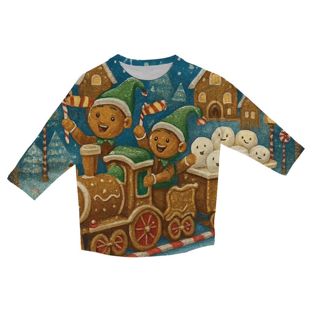 Gingerbread Train Party designer 3/4 sleeve blouses