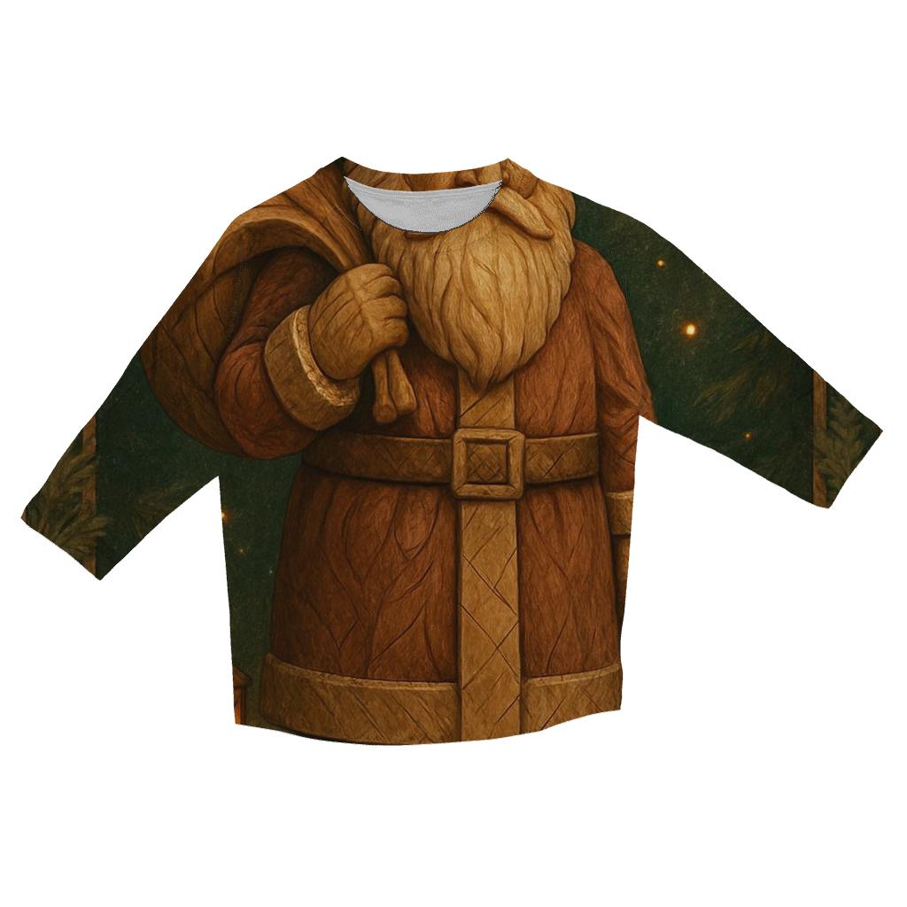 Woodland Carved Santa stylish quarter sleeve tops