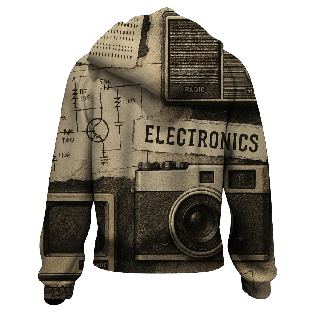 Vintage Tech Collage embroidered hoodies