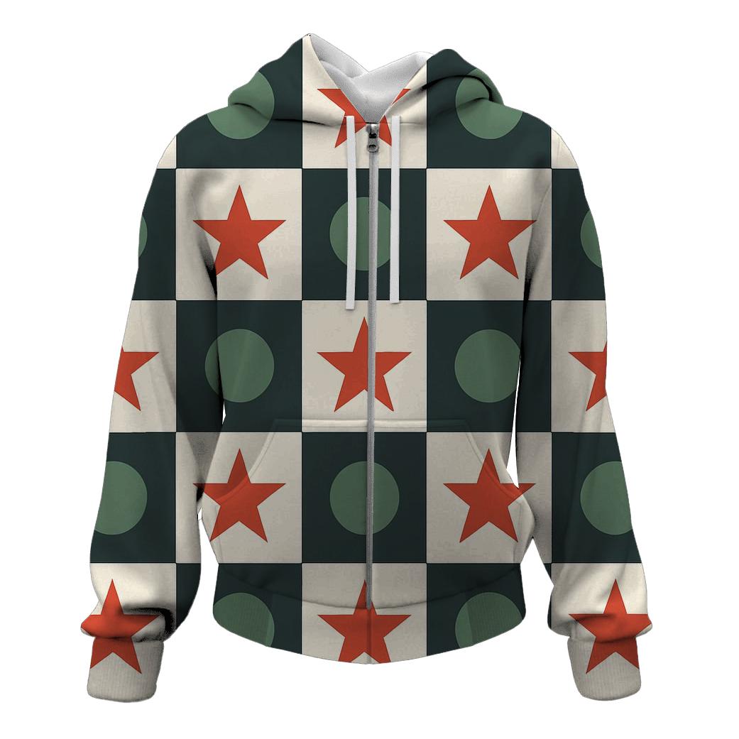 Snow Star Checker printed hoodies