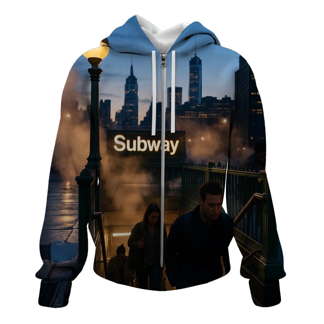 Subway Entrance Twilight Frame zip-up hoodies