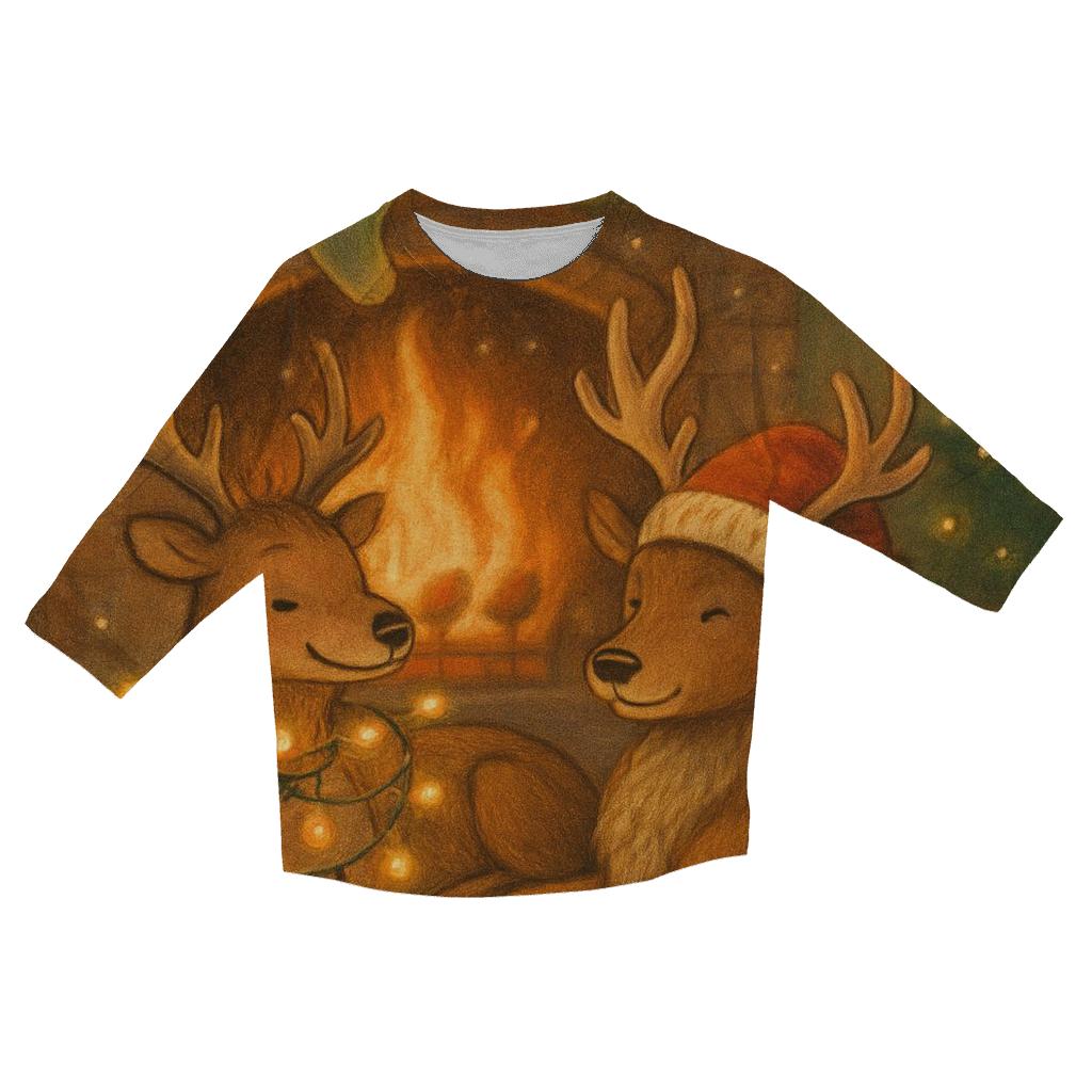 Lazy Fireplace Reindeer trendy 3/4 sleeve tops