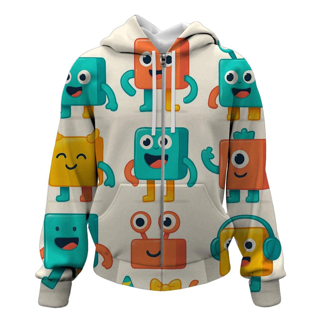 Playful Modular Monsters graphic hoodies