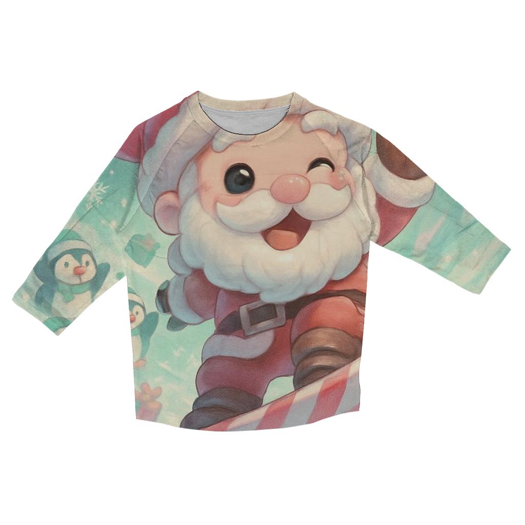 Chibi Snowboard Santa custom 3/4 sleeve shirts