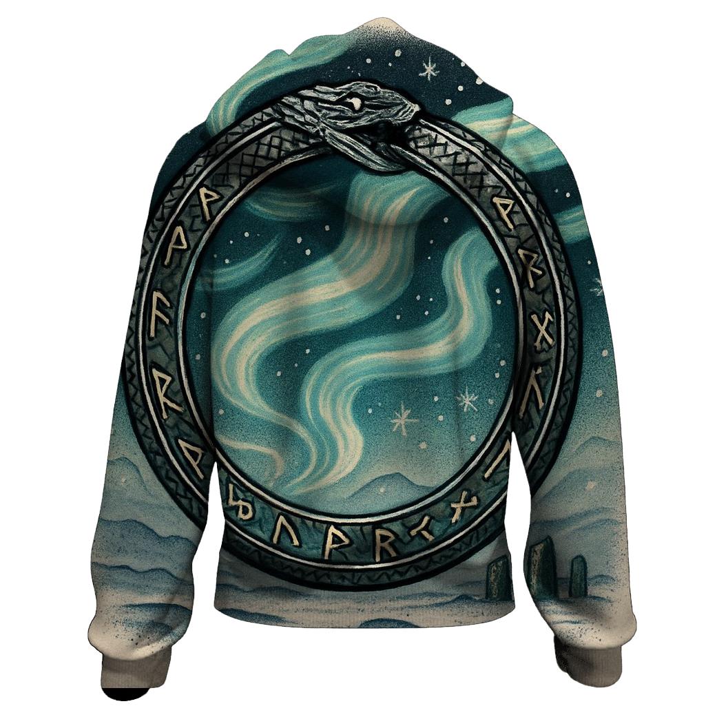 Runic Aurora Ouroboros Shield hoodie trends