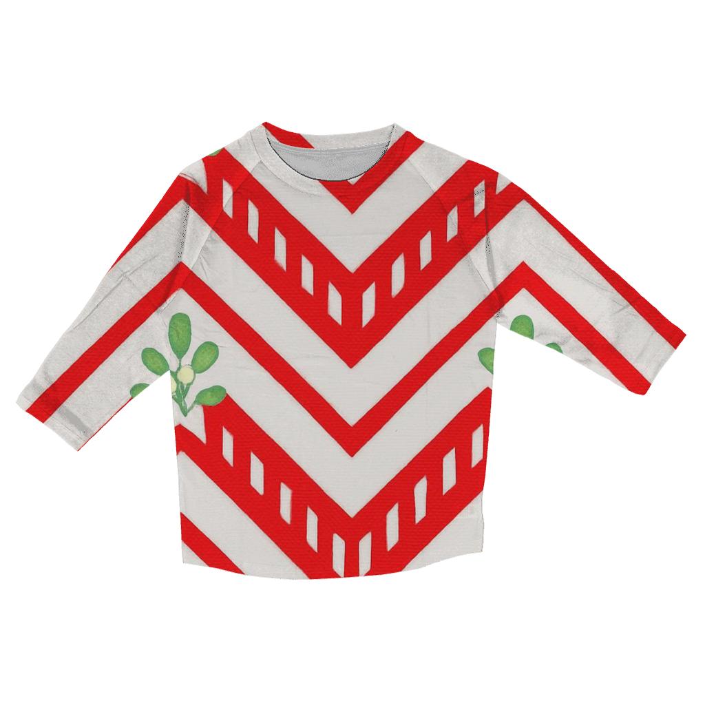 Candy Cane Chevron On Snow White custom 3/4 sleeve shirts