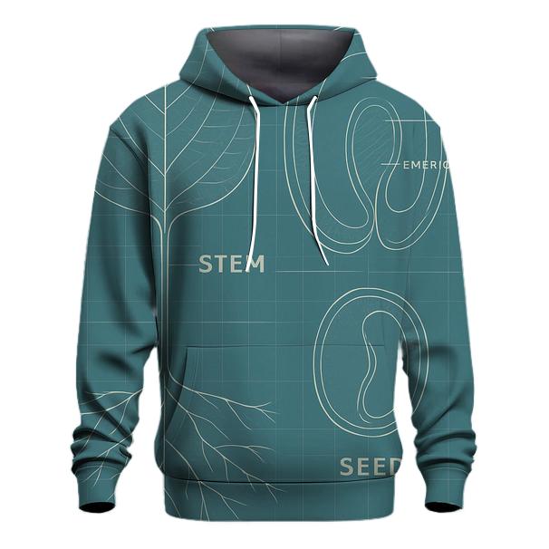 Minimalist Botanical Blueprint premium hoodies