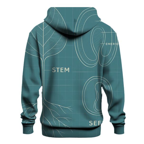Minimalist Botanical Blueprint premium hoodies