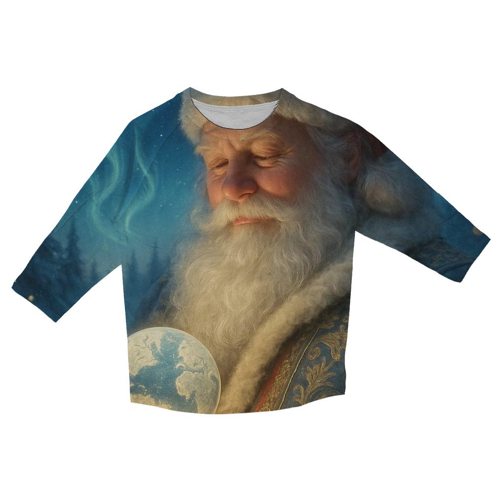 Grand Aurora Santa Portrait printed three quarter sleeve shirts