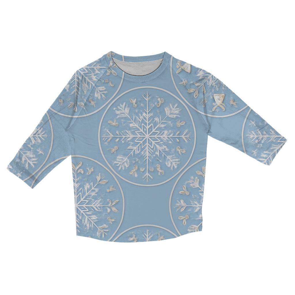 Snowflake Mandala On Sky Blue cotton quarter sleeve shirts