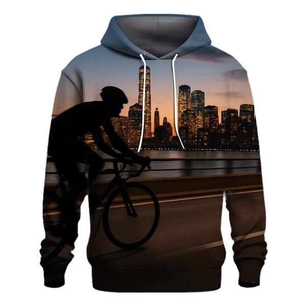 Cyclist At Dusk On West Side Highway embroidered hoodies