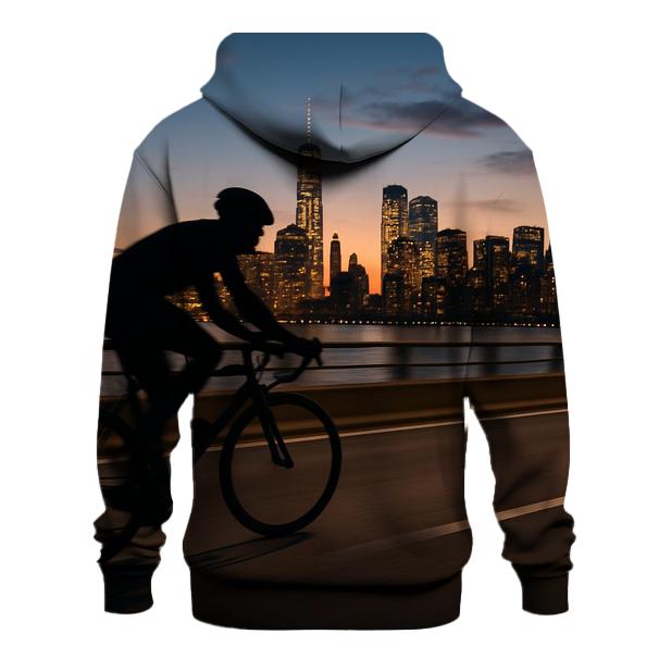 Cyclist At Dusk On West Side Highway embroidered hoodies