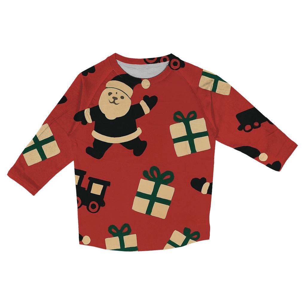 Santa Silhouette Scatter On Cardinal Red designer 3/4 sleeve blouses