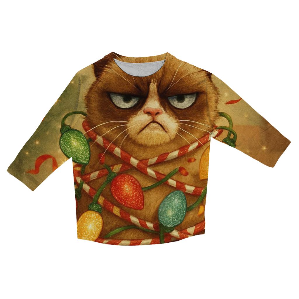 Grumpy Cat In Lights cotton quarter sleeve shirts