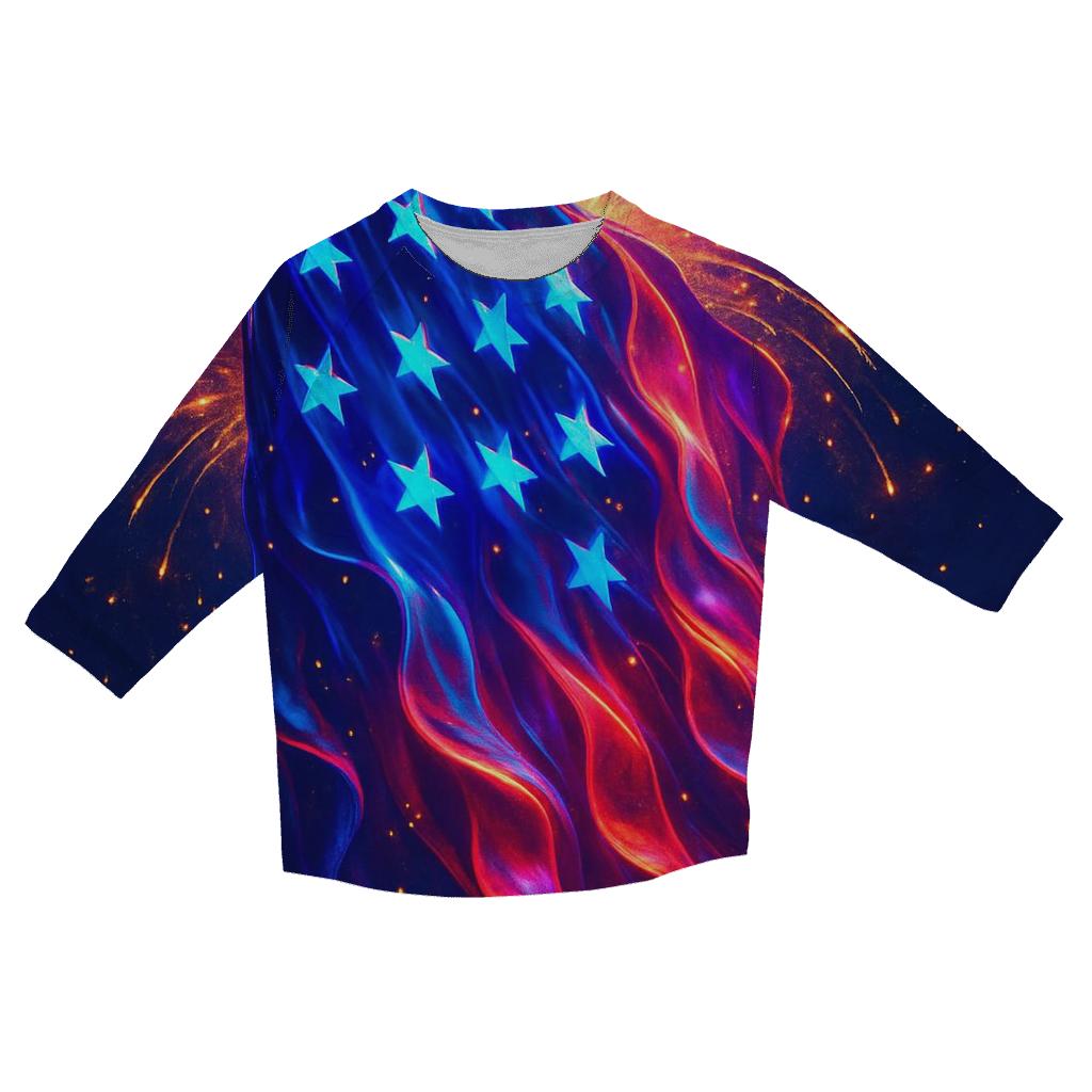 Firework Silk Cascade printed three quarter sleeve shirts