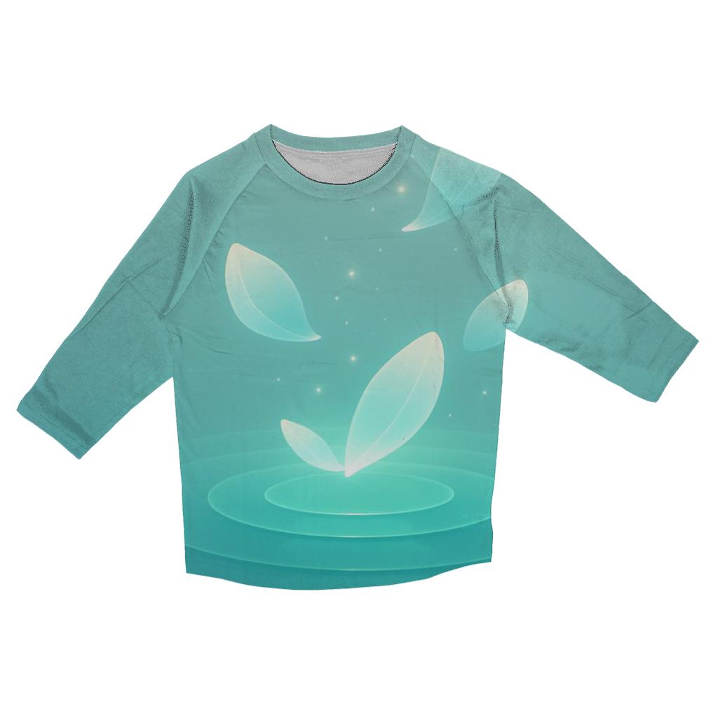 Iridescent Lagoon Bloom trendy 3/4 sleeve tops