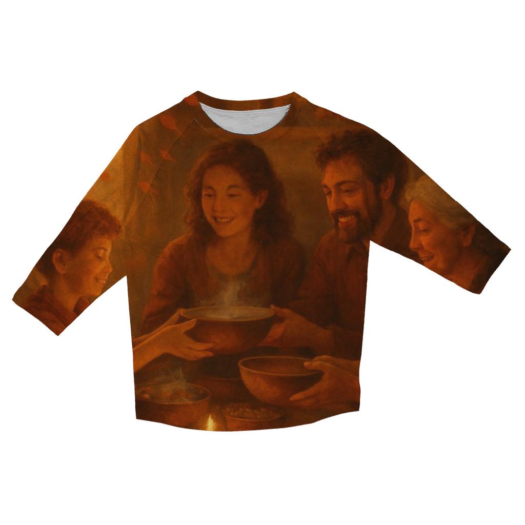 Harvest Hearth Family Circle printed three quarter sleeve shirts