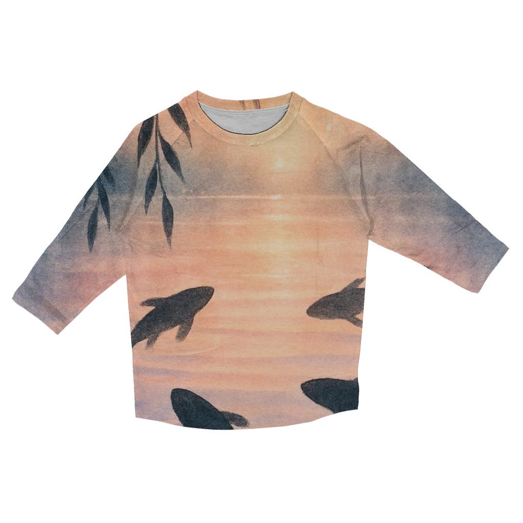 Peach Sky Koi Reflection stylish quarter sleeve tops