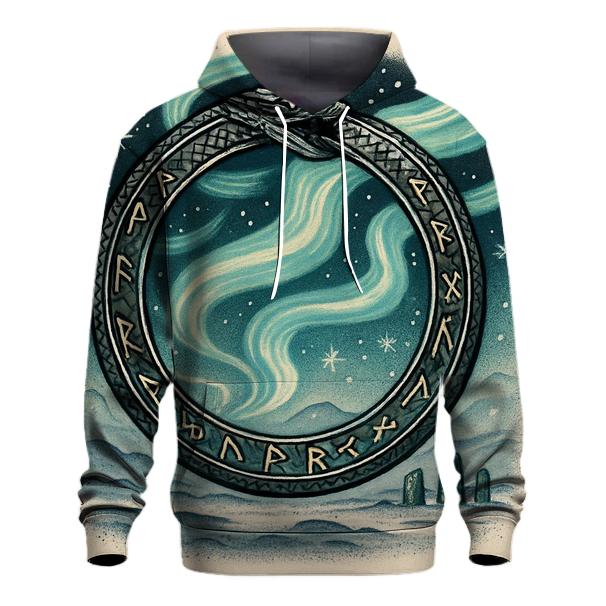 Runic Aurora Ouroboros Shield zip-up hoodies