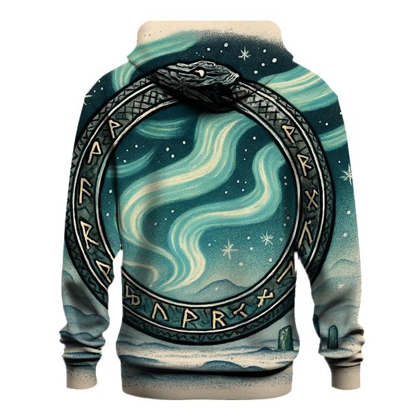 Runic Aurora Ouroboros Shield zip-up hoodies