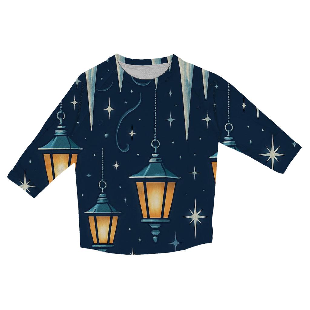 Icicle Border On Midnight Navy personalized 3/4 sleeve tees