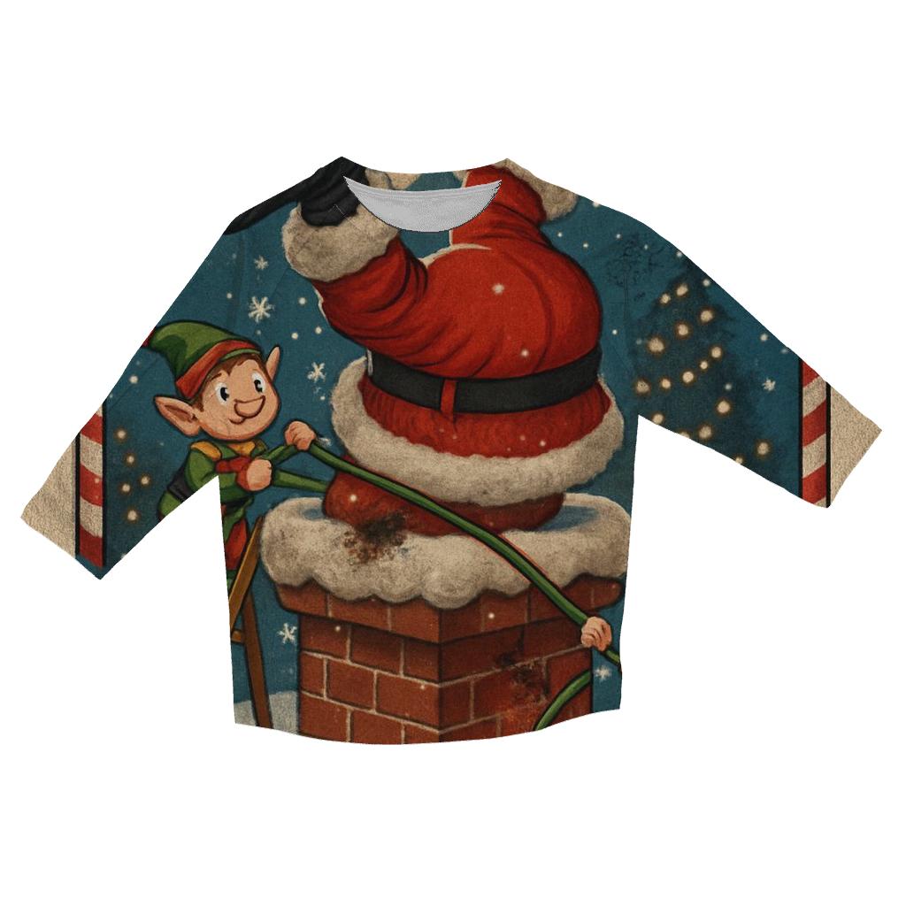 Santa Stuck Chimney Comedy fashion 3/4 sleeve shirts