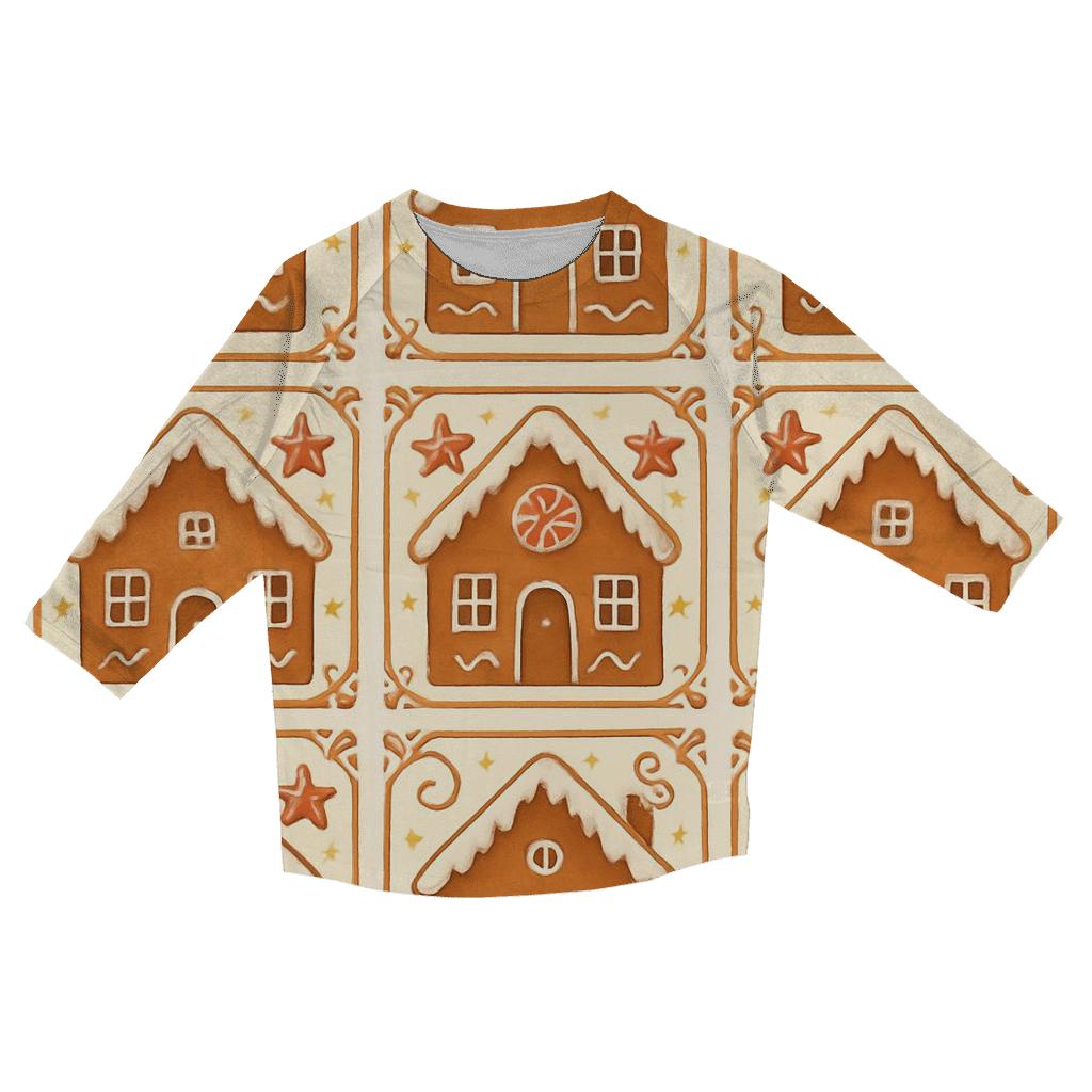 Gingerbread Tile On Cream Background cotton quarter sleeve shirts