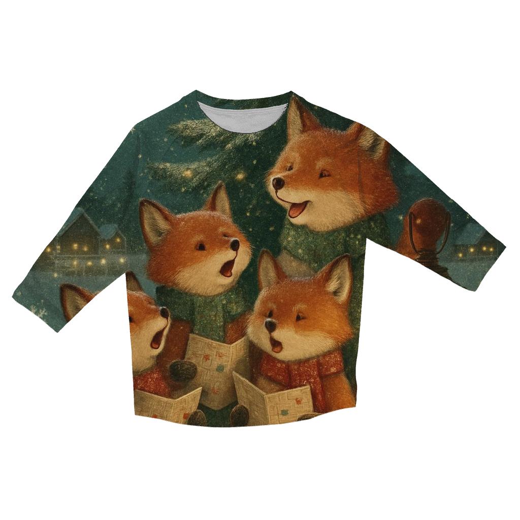 Midnight Caroling Foxes trendy 3/4 sleeve tops