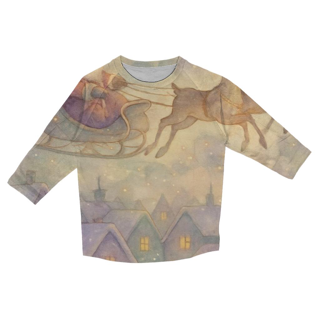 Dreamy Watercolor Sleigh Moment custom 3/4 sleeve shirts