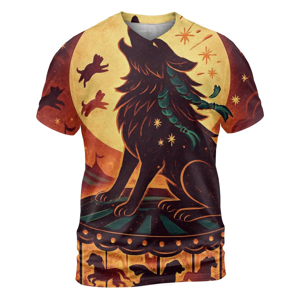 Carnival Moon Howler artistic all-over print tops