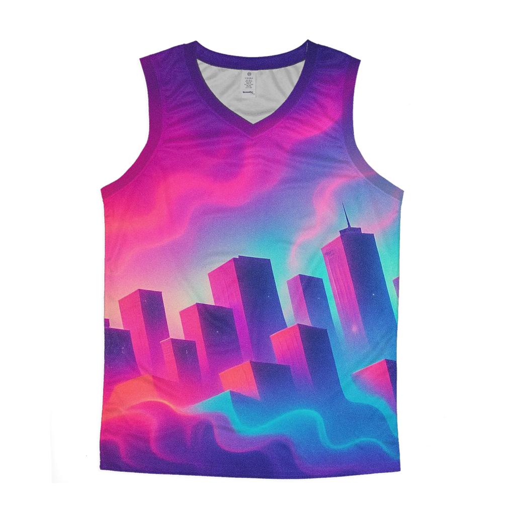 Vaporwave Skyline Drift sports performance tank tops