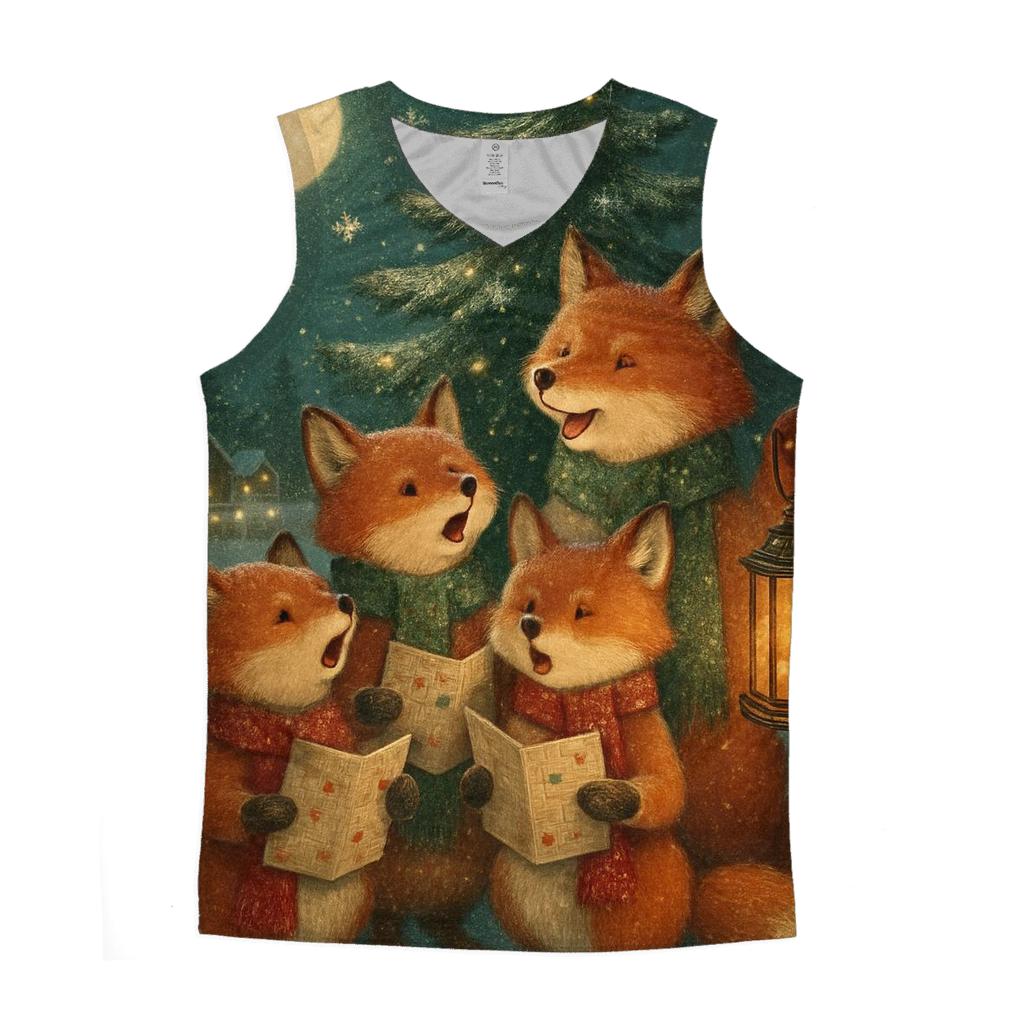 Midnight Caroling Foxes stylish racerback tanks