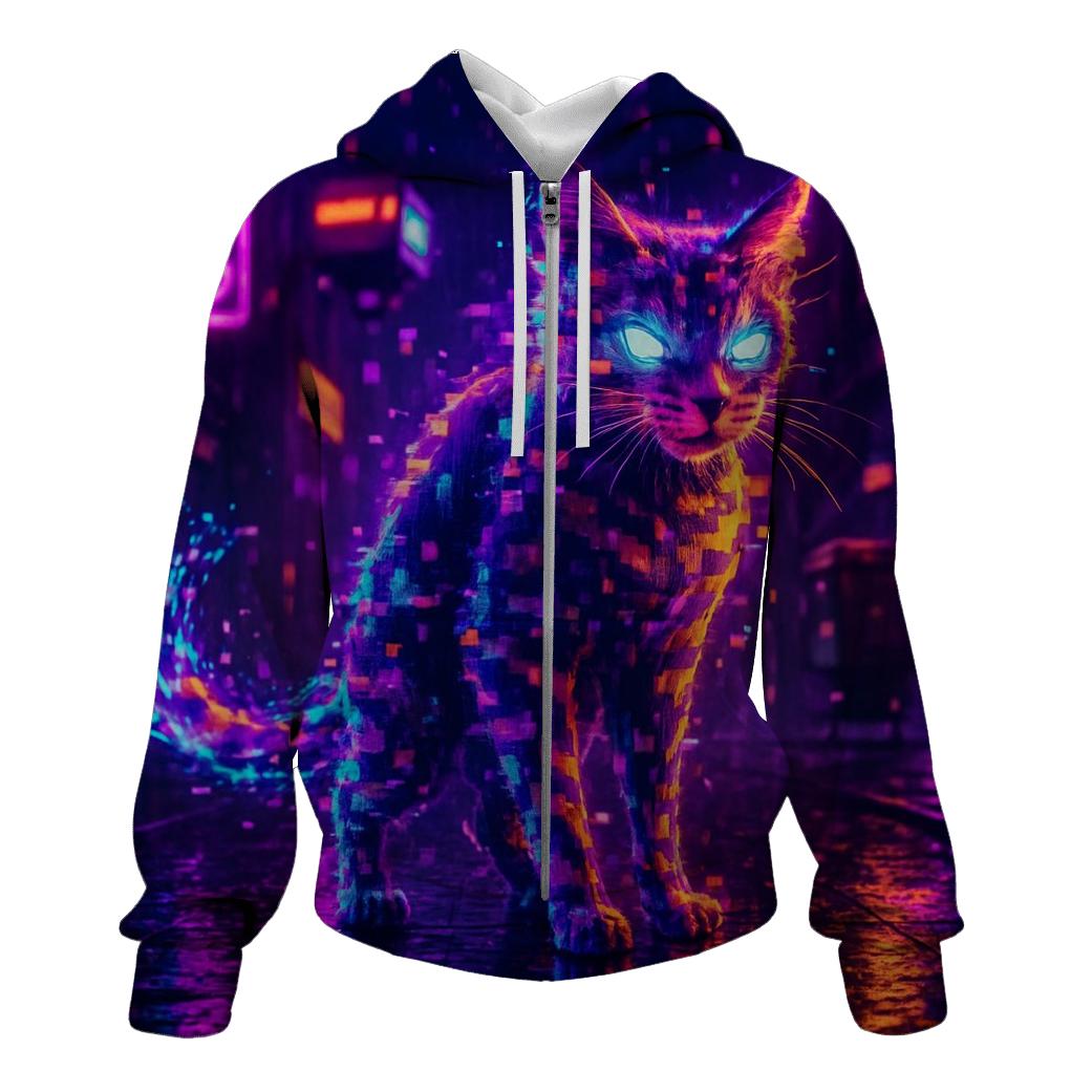 Glitch Alley Cat printed hoodies