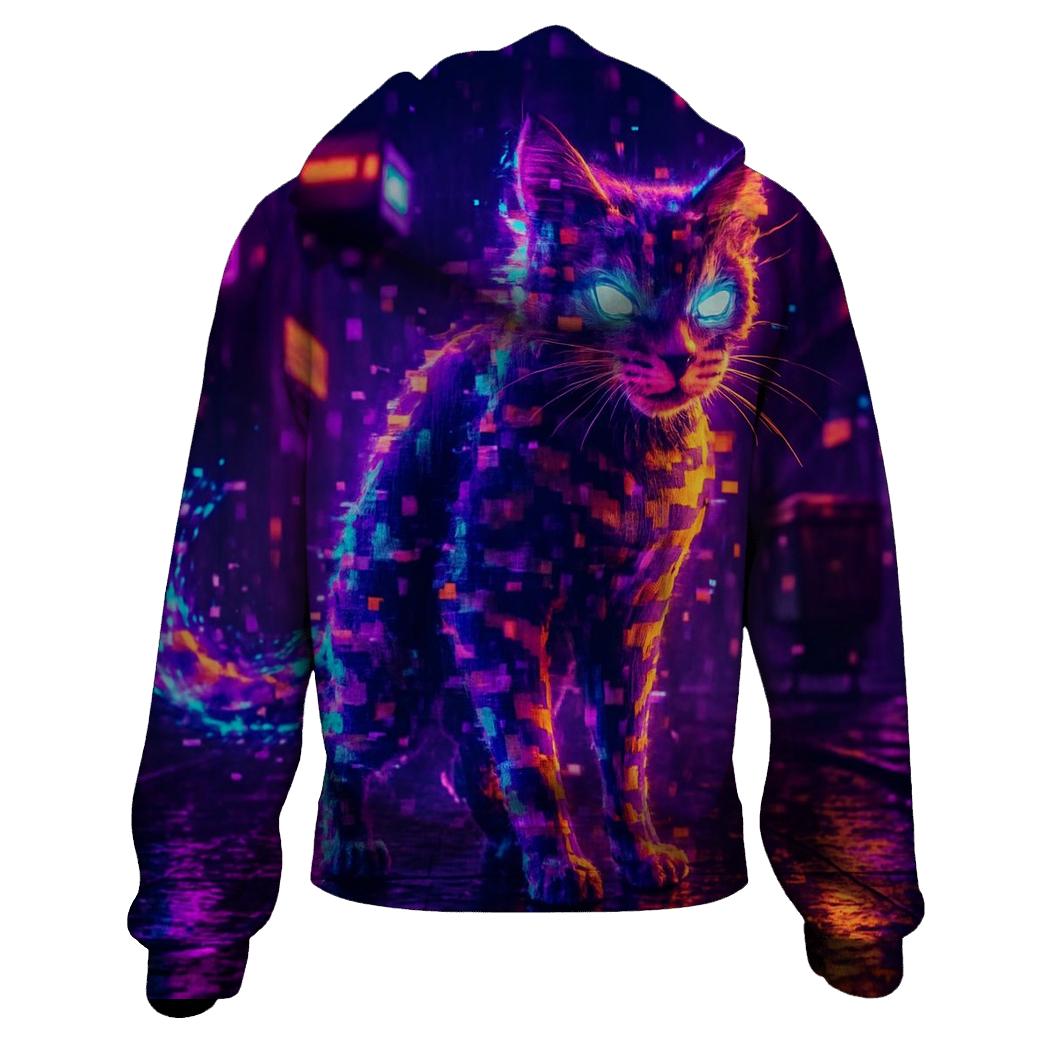 Glitch Alley Cat printed hoodies