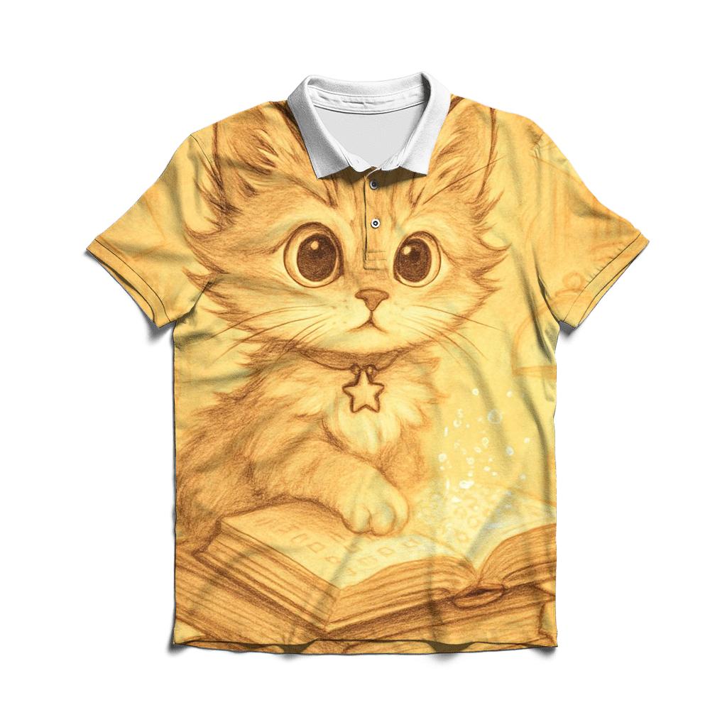 Library Of Whiskers embroidered polo tops