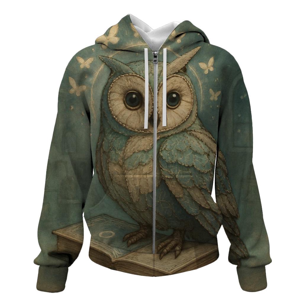 Patchwork Dreamer Owl lightweight hoodies