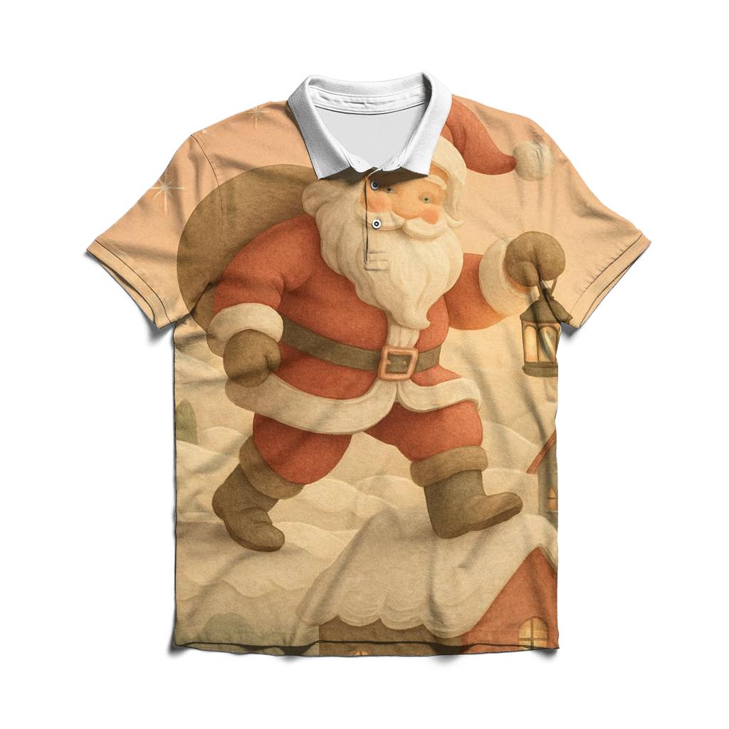 Paper Cut Storybook Santa stylish collar polo tees