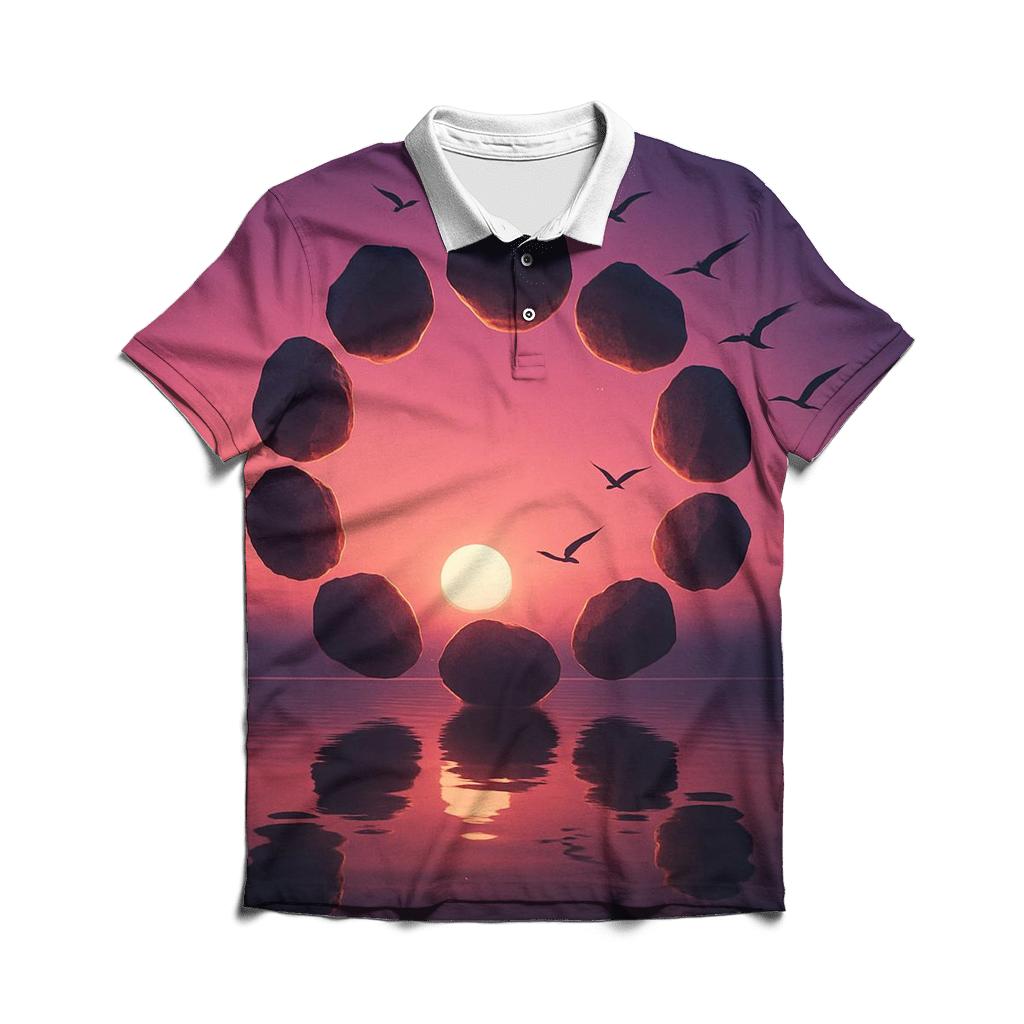 Cinder Sky Silhouette casual sports polo shirts