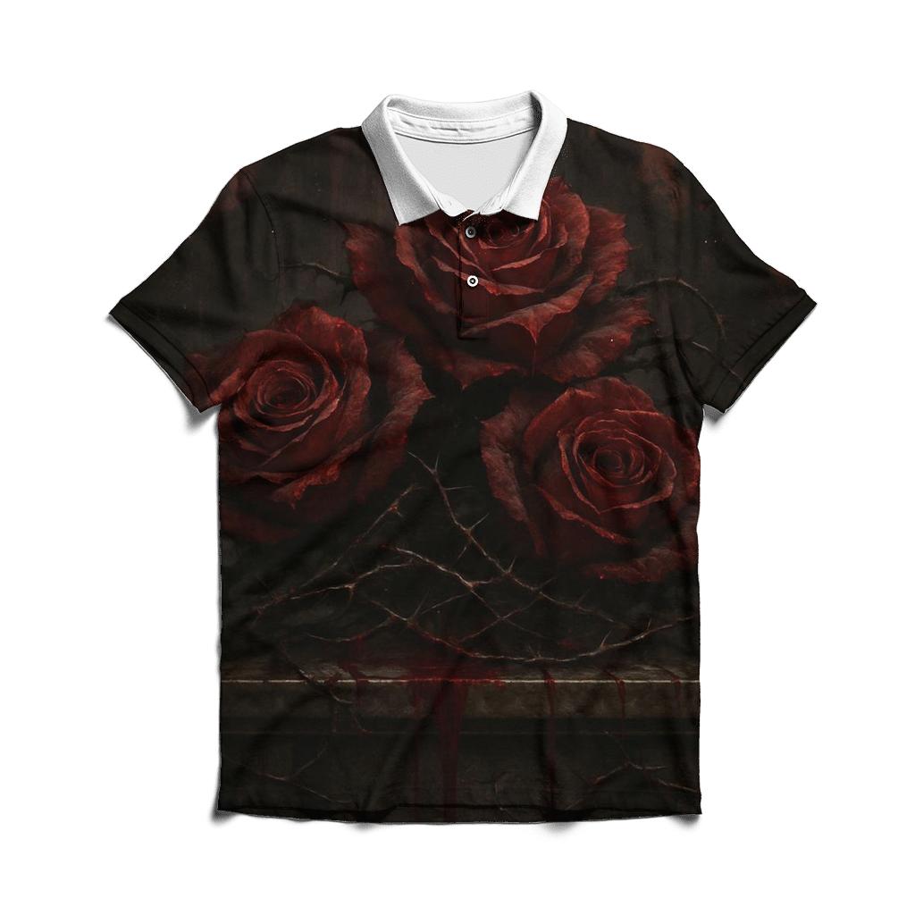 Bleeding Roses Of The Fallen Altar embroidered polo tops