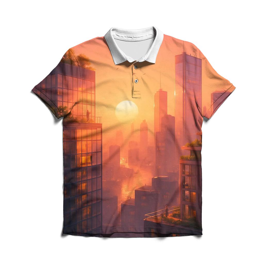 Coral City Golden Hour branded logo polo shirts