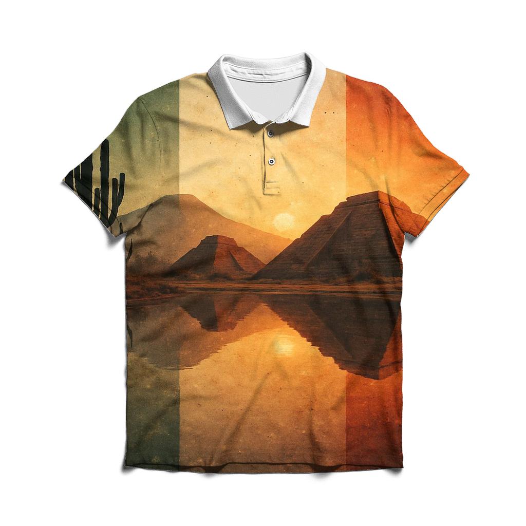 Aztec Mirage Reflection embroidered polo tops