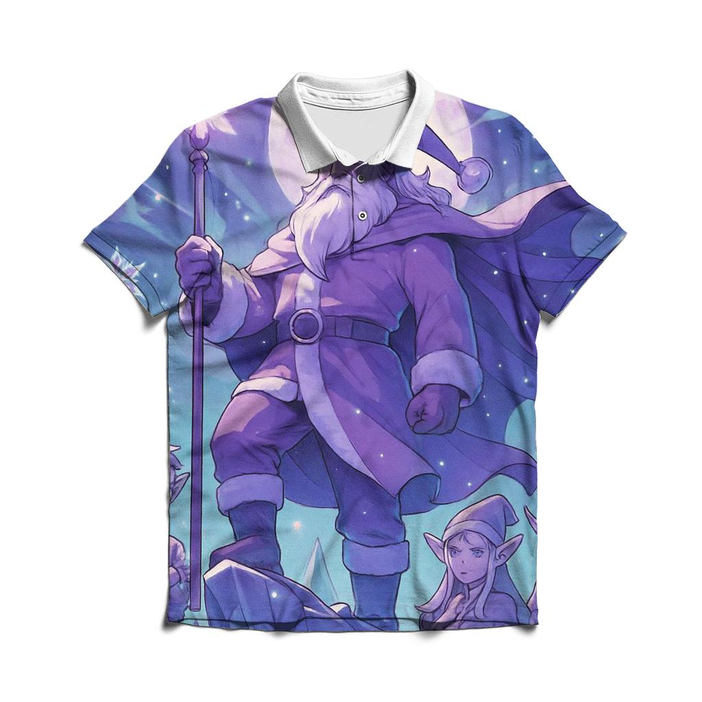 Frosted Anime Guardian Santa personalized polo shirts