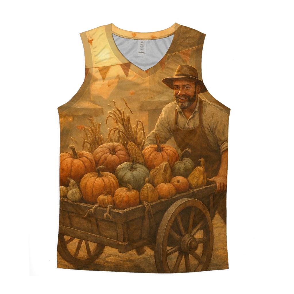 Pumpkin Cart At Sunset Market graphic print tank tops