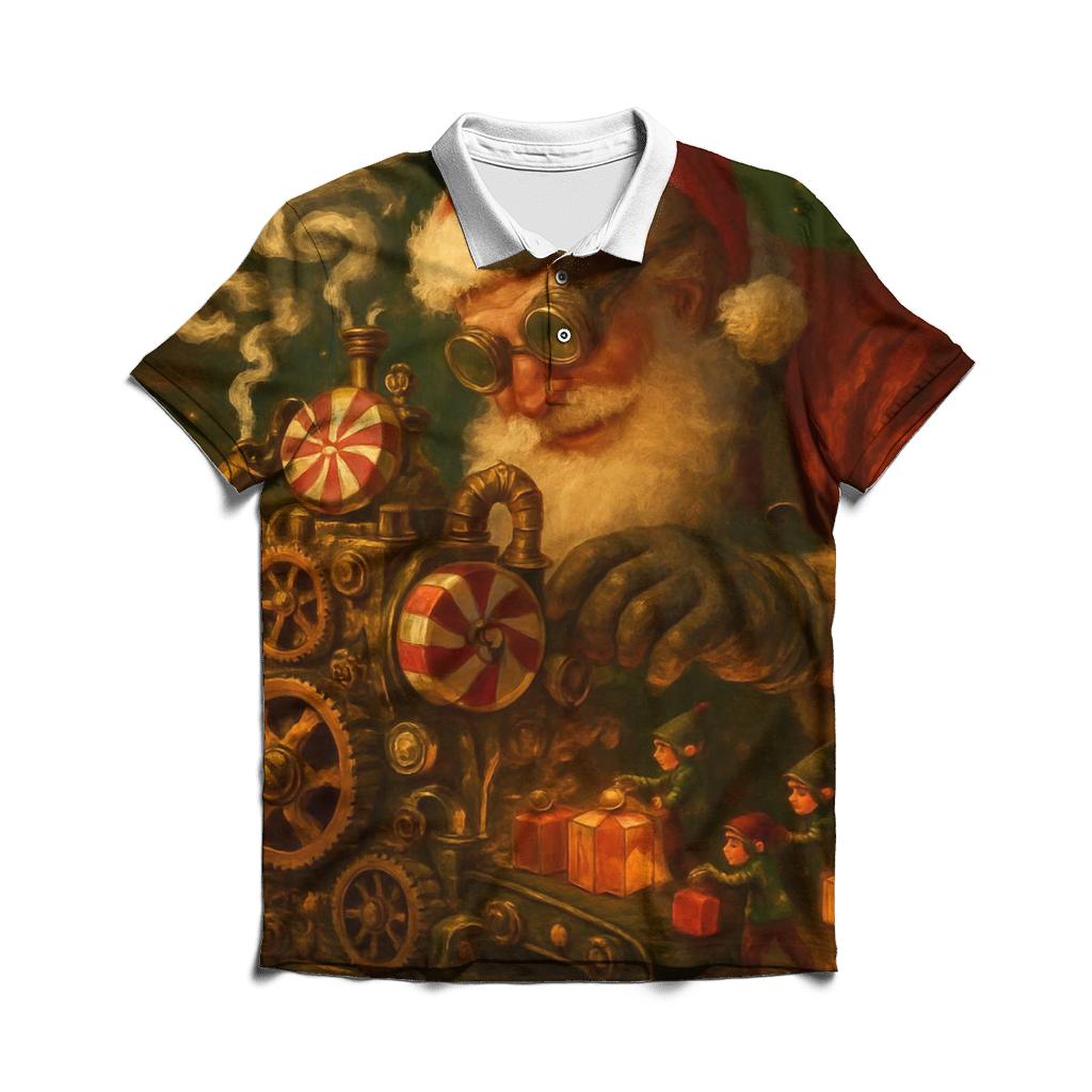 Candy Engine Santa embroidered polo tops